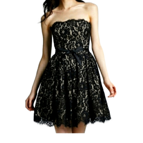 ROBERT Rodriguez Neiman Marcus Black Cocktail Homeco Strapless Lace Dress Size 6 - Picture 1 of 16